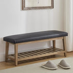 Zihanhome Entryway Bench, PU Leather Upholstered Shoe Benches by Zihanhome