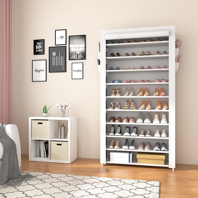 ROJASOP Shoe Rack with Covers 10 Tier Large Shoe Organizer Tall Shoe Closet - Image 8
