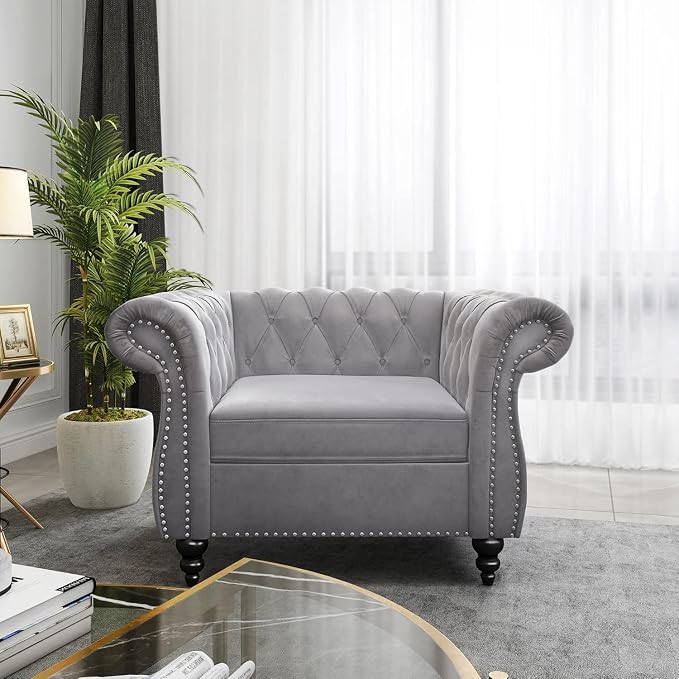 Mid-Century Sofa Chair, Velvet Accent Chair - Image 3