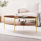 LumFurn Oval Glass Coffee Table, Mid-Century Modern Design, L43 x W22 x H17 inch - Image 3