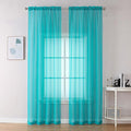 Turquoise Sheer Curtains 2 Panel Sets 84" Inch Length by OVZME