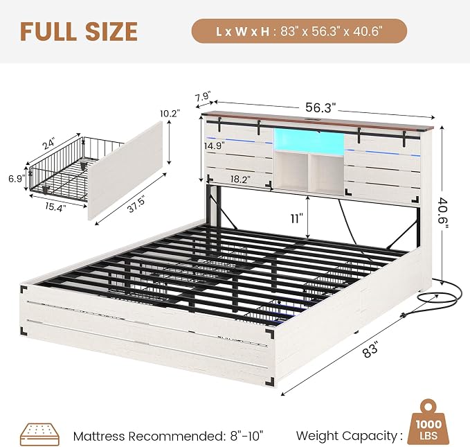 VIAGDO Wooden Bed Frame Full Size - Image 2