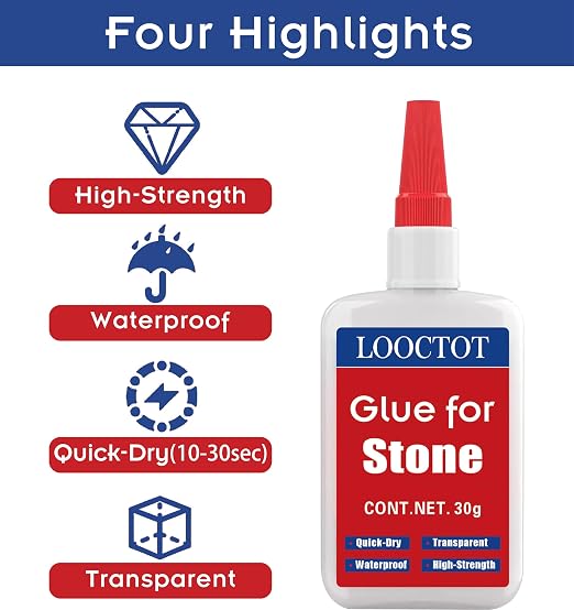 LOOCTOT 30g Stone Glue, Marble Glue, Super Instant Glue Bonding Between Stones - Image 4