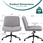 OLIXIS Criss Cross Chair with Wheels Wide Cross Legged Office Desk Vanity Chair - Image 2