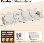 JUMMICO 159" Modular Sectional Chenille Couches Linear Sofa - Image 2