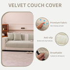 Velvet Couch Cover, Plush Sectional Sofa Cover Washable, Anti Slip Sofa - Image 2