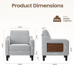 Accent Chair for Living Room Modern Linen Upholstered Armchair Side Wooden - Image 2