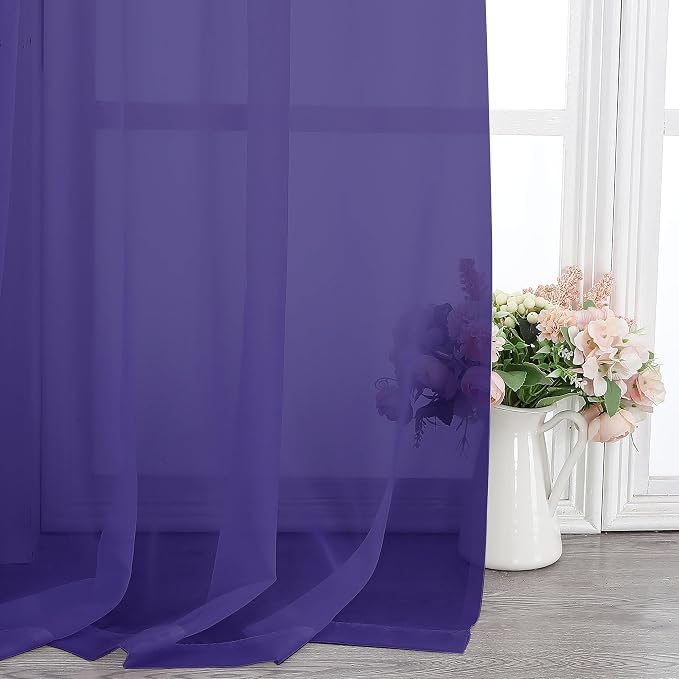 Chyhomenyc Purple Sheer Curtains 84 Inches Long - Image 3