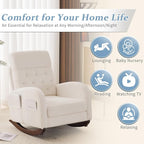 VINGLI Teddy Fleece Low Seat Rocking Chair, Boucle Upholstered Nursery Glider - Image 8