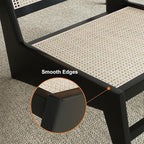 homary Japandi Rattan and Wood Lounge Chairs Mid Century Modern Armless Accent - Image 7