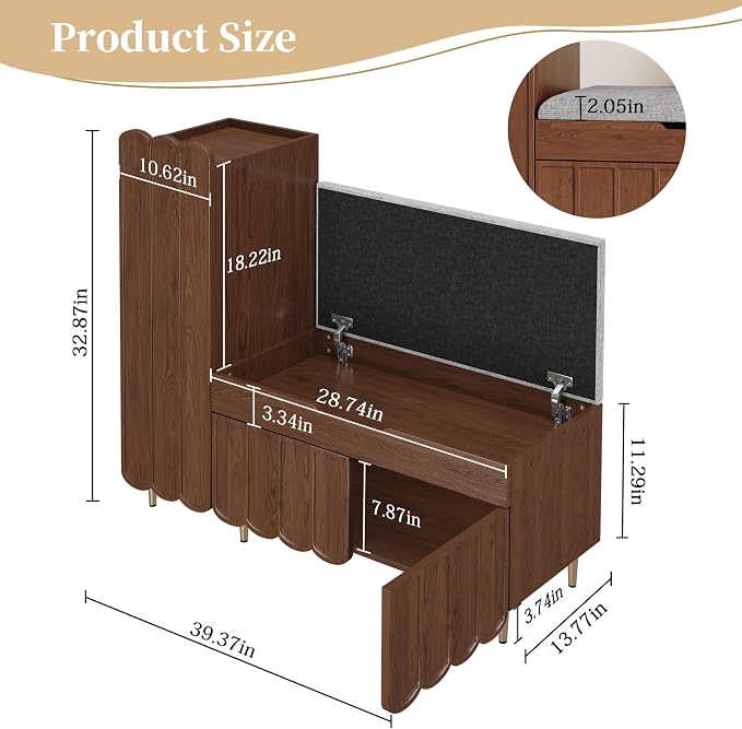 3More Shoe Organizer Cabinet, Entryway Bench - Image 2