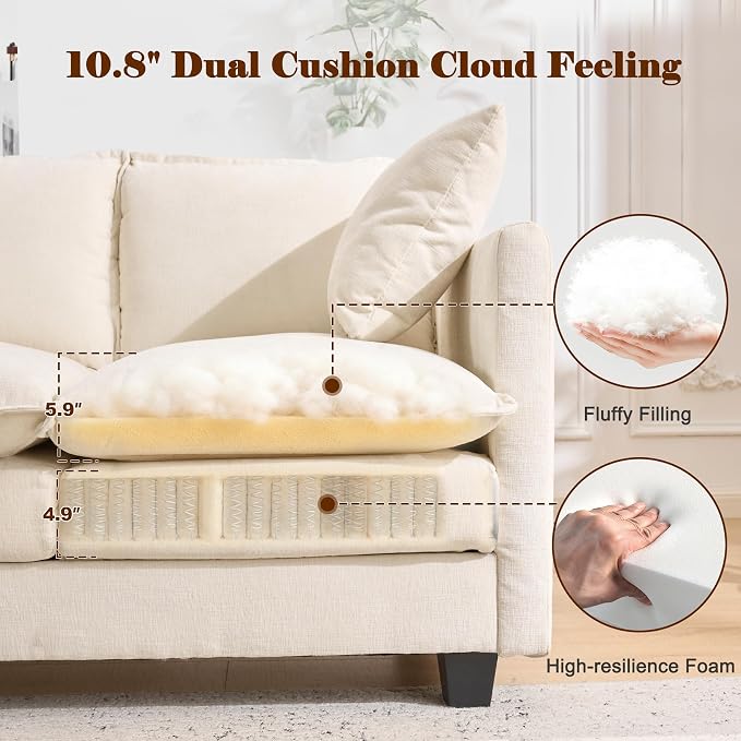 Loveseat Sofa Cloud Sofa Couch 50'', Modern Loveseats 2 Seat Couch 27" Deep Seat - Image 4