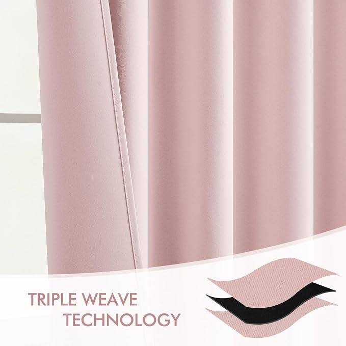MIULEE Light Pink Back Tab Blackout Curtains 52x120 Inch Long 2 Panels Set | - Image 7