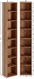 IRONCK Tall Narrow Bookshelf 8 Tiers 71in Set of 2, Compact Corner Bookcase - Image 3