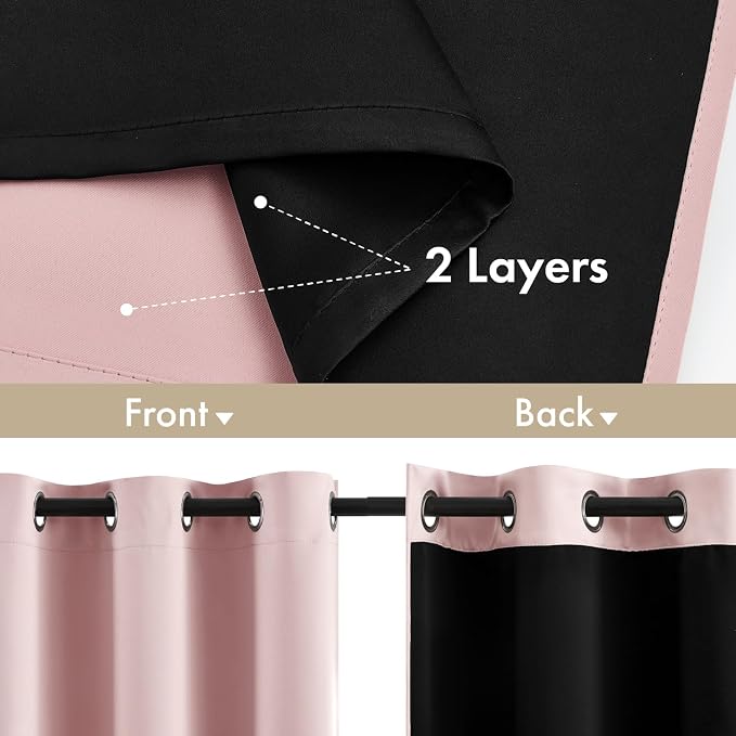 MIULEE Light Pink 100% Blackout Curtains - Image 3