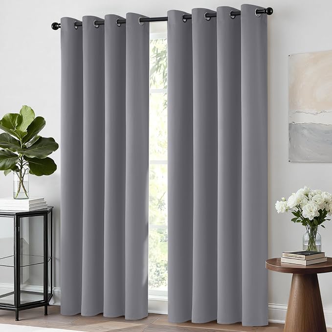 Yakamok Grey Room Darkening Curtains 52x45 inch Gray Grommet-Living Room | 2 - Image 9