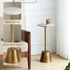 White Marble Pedestal Side Table, Round Accent End Table - Image 4