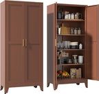 YAUWOH 71''Metal Cabinet with 4 Adjustable Shelves, 5-Tier Pantry Storage by Unknown