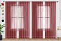 SpaceDresser Burgundy Sheer Curtains 4 Panels Rod Pocket Semi-Sheer Curtain 84 by SpaceDresser