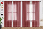 SpaceDresser Burgundy Sheer Curtains 4 Panels Rod Pocket Semi-Sheer Curtain 54 by SpaceDresser