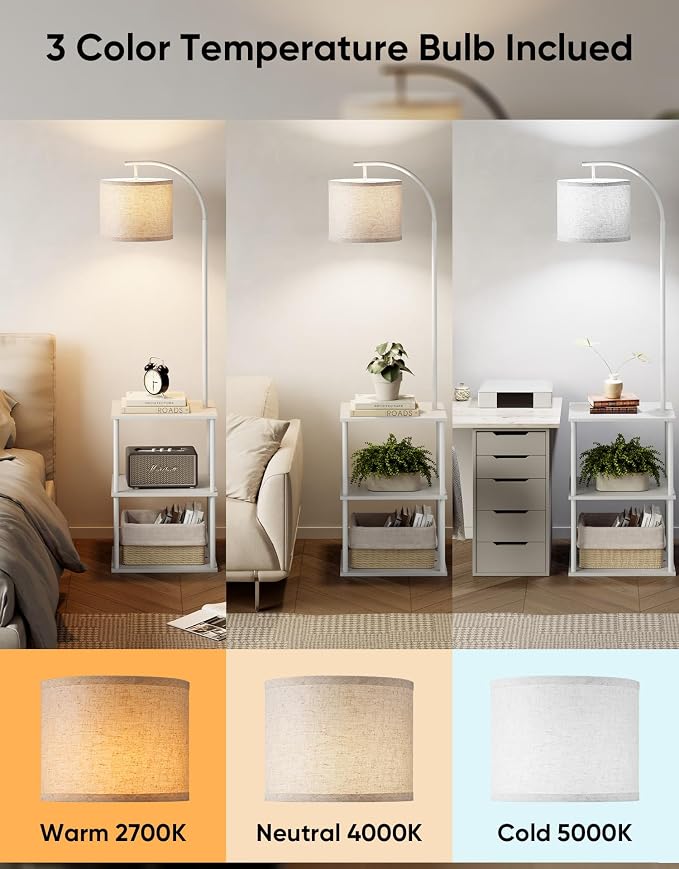 PARTPHONER Floor Lamp with Table, Night Stand with Lamp, Narrow Side Table with - Image 3