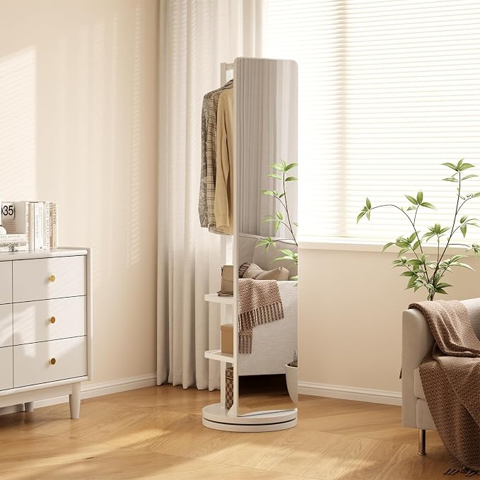 WoodsWhisper Full Length Mirror Coat Rack Solid Wood Floor Mirror 66"x12" Full - Image 9