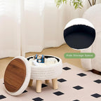 Wimarsbon Pouf Ottoman, 100% Cotton Knitted Boho Footstool, Round Footrest - Image 5