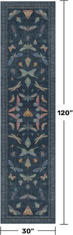 2'6"x10' Dark Blue Kitchen Runner Rug, Washable Non Slip Hallway Rug - Image 2