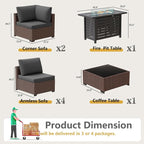 LOUVIXA 8 Piece Outdoor Patio Furniture Set, Outdoor Sectional Sofa - Image 2
