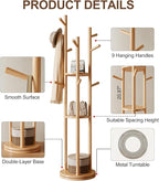 Muwuele Solid Wood Rotary Coat Rack, Freestanding Coat Rack - Image 5