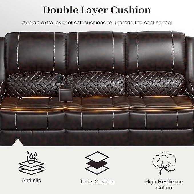 Yolsali Recliner Sofa, 3 Seater Manual Reclining Sofa - Image 5