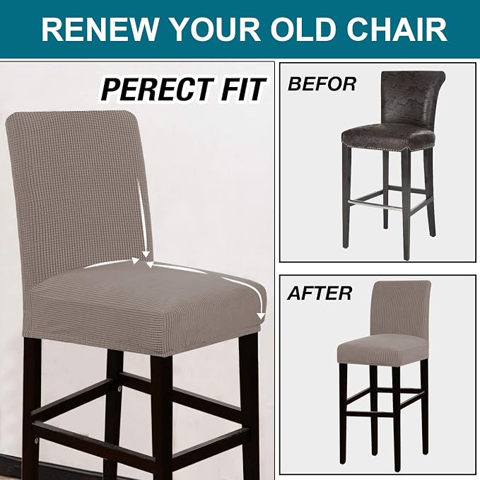 Turquoize Stretch Bar Stool Cover Counter Stool Pub Chair Slipcover - Image 5