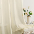 MIULEE Light Cream Sheer Curtains 96 inches Long 54 X 96 Inches, 2 Panels | - Image 5