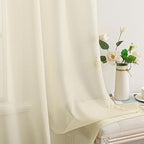 MIULEE 2 Panels Light Cream Sheer Curtains - Image 5