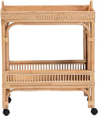 Bali & pari Lombok Modern Bohemian Natural Rattan 2-Tier Wine Cart - Image 2