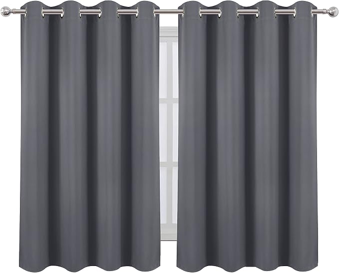 Grey Thermal Blackout Curtains/52 x 54 Inch/Set of 2 Panels Room Darkening - Image 2