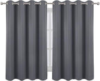 Grey Thermal Blackout Curtains/52 x 54 Inch/Set of 2 Panels Room Darkening - Image 2
