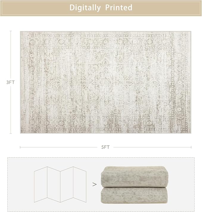 Washable Rugs 3x5 Area Rugs for Living Room, Laundry Room | Ultra Soft - Image 2