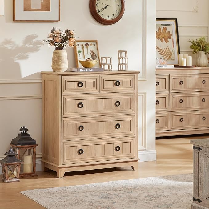 Joaxswe Farmhouse 5 Drawer Dresser - Image 8