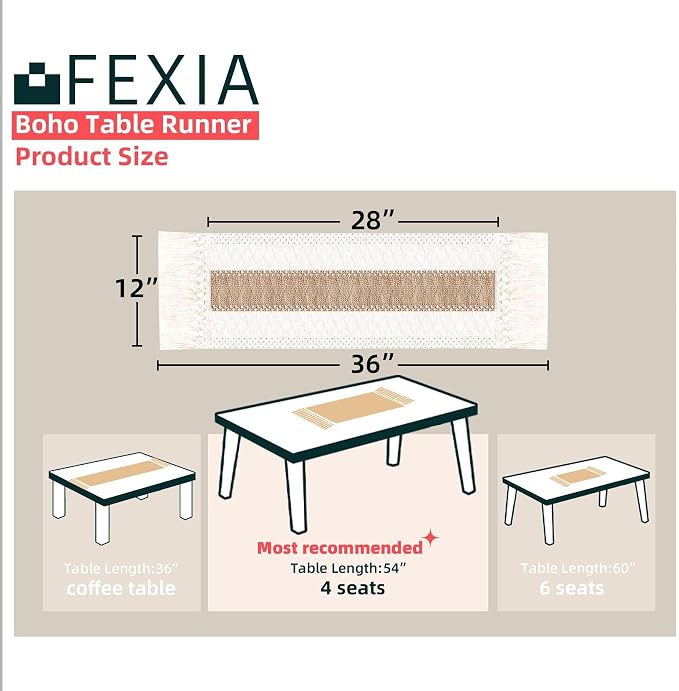 FEXIA Boho Table Runner for Summer Home Coffee Decor - Image 2