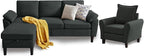 79" Convertible Sectional Sofa Set, Modern Linen Small L Shaped Couch by Chireca