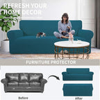 Easy-Going Stretch Oversized Loveseat Couch Covers Washable Peacock Blue | - Image 4