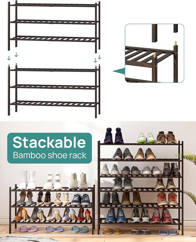 viewcare Long Shoe Rack, Bamboo Wood Shoe Rack - Image 5