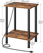 HOOBRO Side Table with Charging Station, Nightstand with 2-Layer Storage Shelves - Image 3