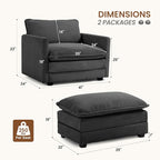 ROWHY Single Armchair with Ottoman, Modern Corduroy Cloud Couch with - Image 2