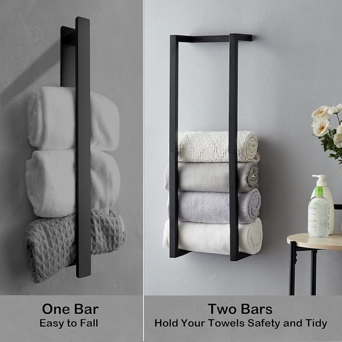 Towel Rack for Rolled Towels, Towel Rack for Bathroom, Wall Mounted Metal - Image 3