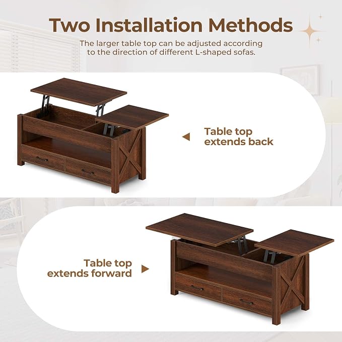 Seventable Coffee Table, 39.3" Lift Top Coffee Table - Image 5