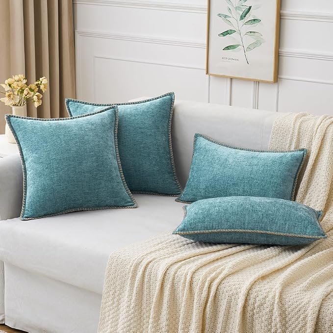 MIULEE Decorative Lumbar Throw Pillow Covers 12x20 Inch Aqua Blue 2 Pack | - Image 5