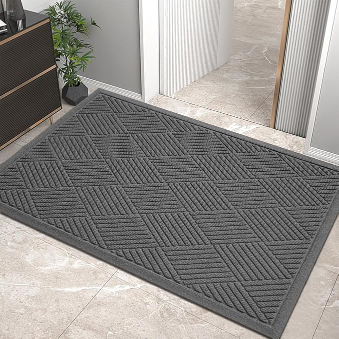 Sturdy Front Door Mat, Absorbent Muddy Dirt Resist Welcome Door Mats Outdoor by HIYARD
