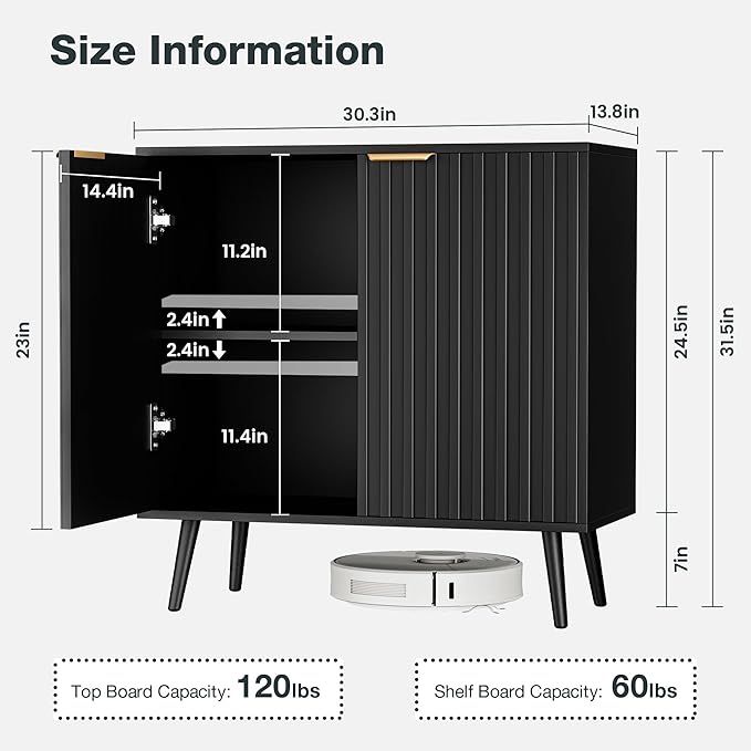 Vrullu Modern Storage Cabinet, Wood Accent Cabinet - Image 3